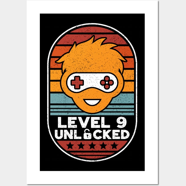 Level 9 Unlocked Video Gamer Birthday Wall Art by VintageShirtShoppe